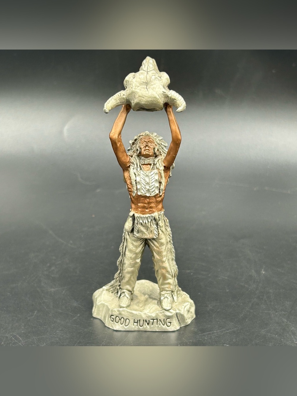 1992 Masterworks Fine Pewter Good Hunting Figurine Peter C Sedlow Buffalo